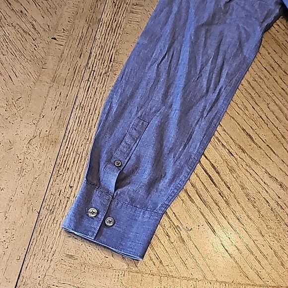 Mens denim blue button down shirt size L Kenneth Cole - Picture 7 of 9